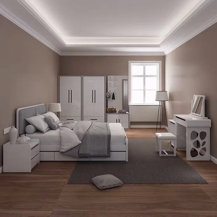 UL-21LV0637, хорошо продаваемая деревянная двуспальная кровать из МДФ с матрасом, мебель для дома