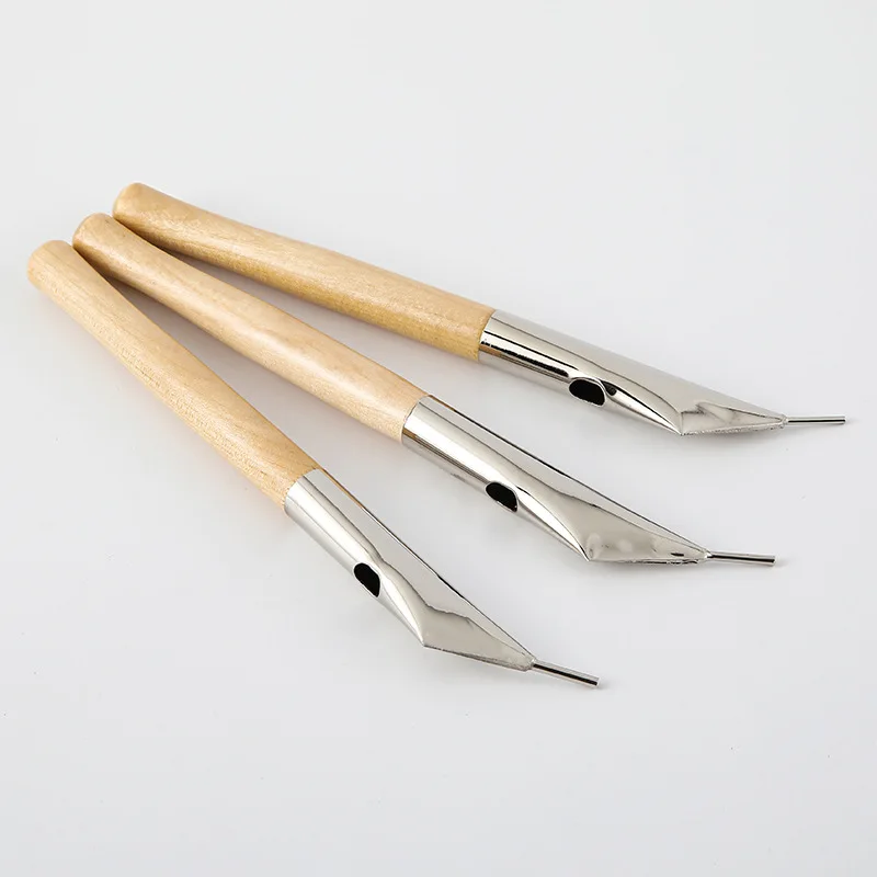 3Pcs High Quality Clay Pen Set DIY Wax Carving Tool Stainless Steel Wood Pottery Wax Printing Pens for Drawing on Fabric