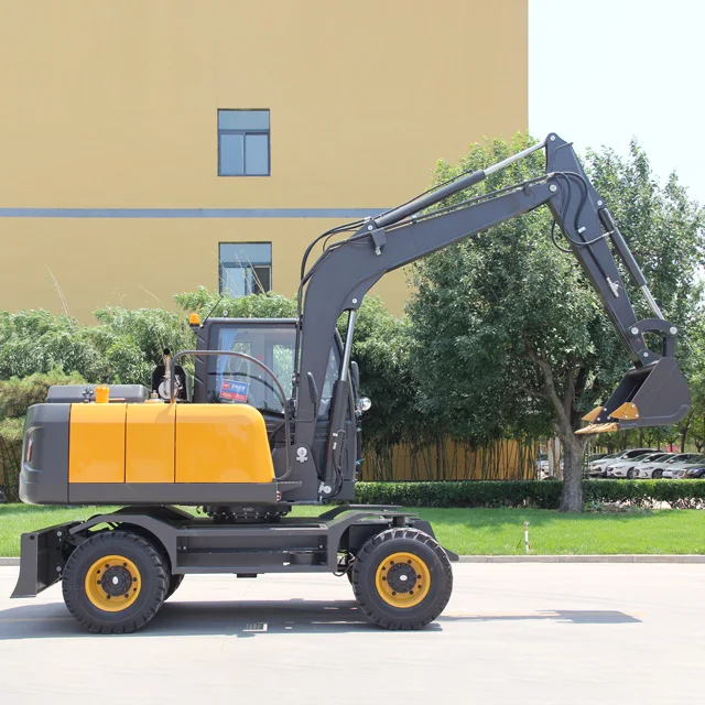 Best Price 7.5 Ton Hydraulic Wheeled Excavators diesel engines construction site excavator machine Digger Excavators For Sales