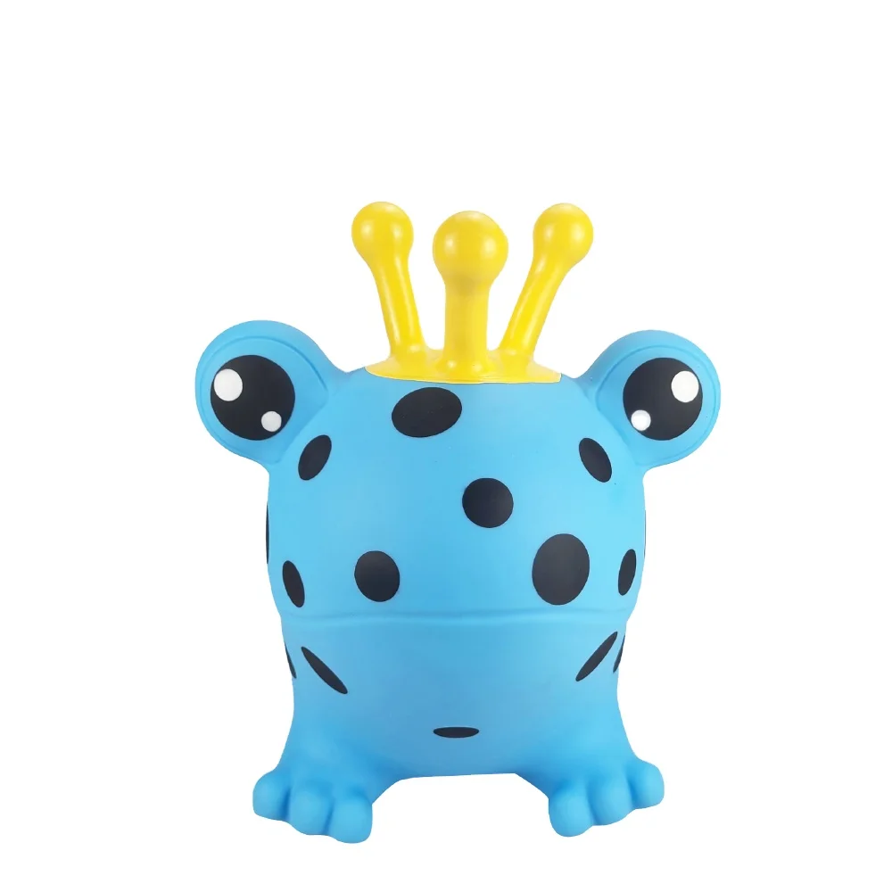 Jumping blue frog bouncy hopper inflatable ride on rubber bouncing animal toys for kids