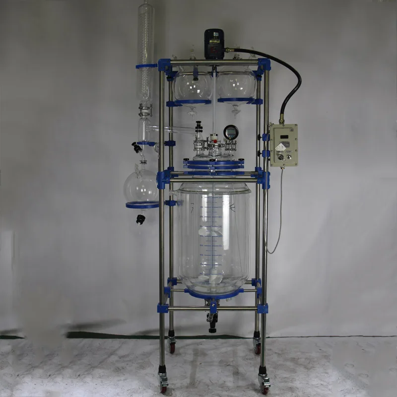Малый 1-5L Высокое качество химической лаборатории алкоголь взволнованный Jacketed двухслойный стеклянный реактор
