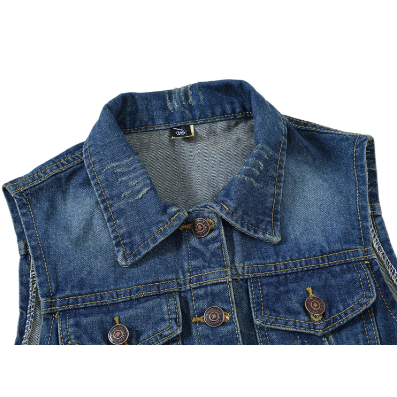 Wholesale New Denim Jacket for Women Plus Size Short Custom Fashionable Puffer Sleeveless Jacket Womens