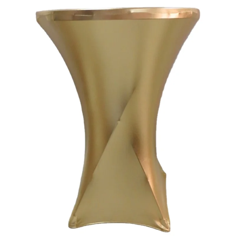 Metallic Golden Silver Spandex Cocktail Table Cloth Stretch Bar Table Cover Linen For Wedding Event Hotel Party Decoration