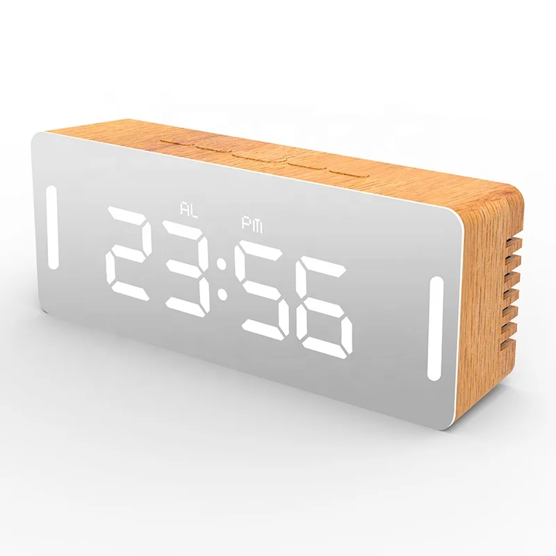 2022 Korea Hot Sale LED Makeup Mirror Screen Alarm Clock LED Night Light Desk/Table Clock