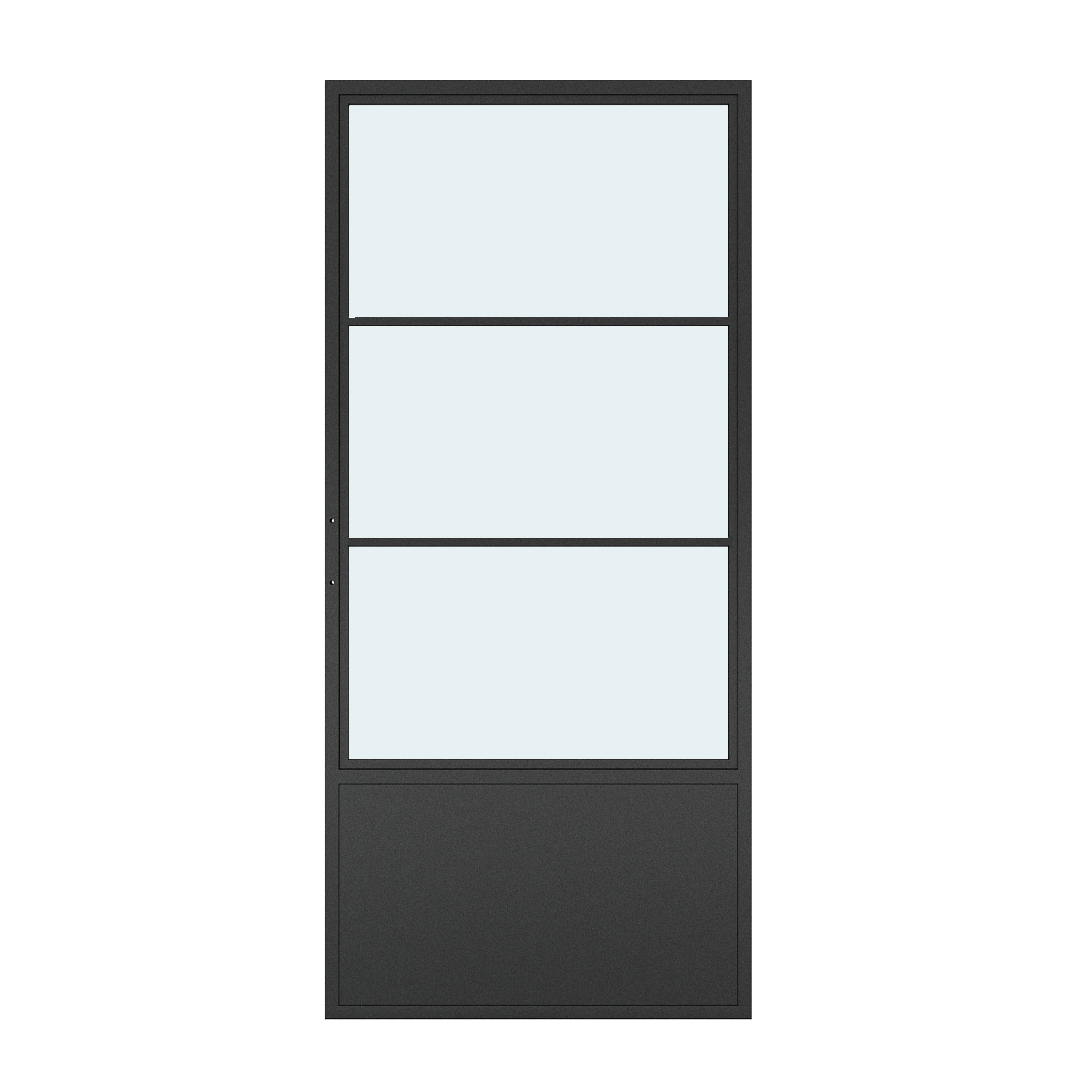 Interior Partition 3 Lites&Base Black Steel Frame Clear Glass Sliding Barn Door with Door Hardware