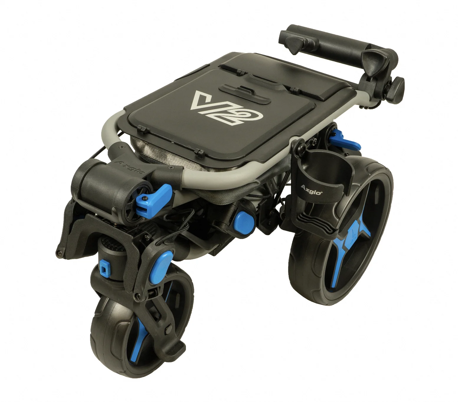 Axglo 3-wheel Lightweight Golf Push Cart Easy Foldable Golf Trolley with Umbrella Holder Swift Direction Control and Brake