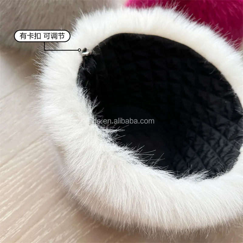 Y2k beanie 2024  Warm Russian Fur Hat fuzzy bucket hat solid color fur winter hats for women fashionable tops