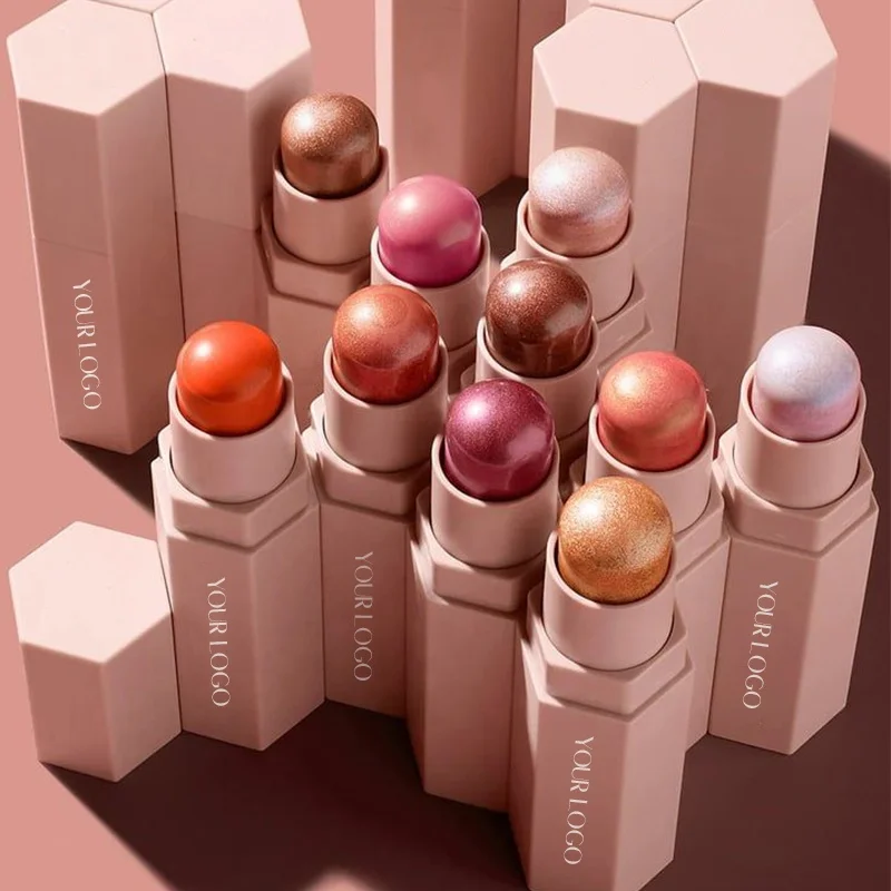 Custom Your Logo Vegan Face Cheek Tint Blusher Private Label Beauty Makeup Blush Highlighter Contour Stick