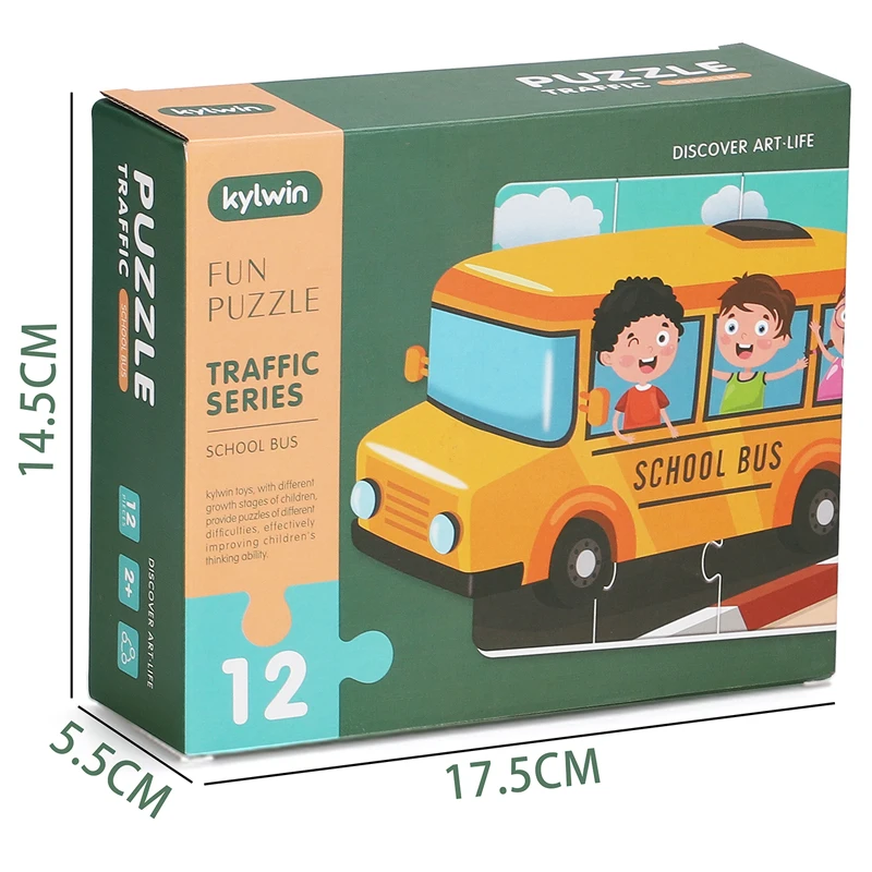 
DIY School bus paperboard wisdow puzzle for Educational Jigsaw Puzzle for Kids toys 