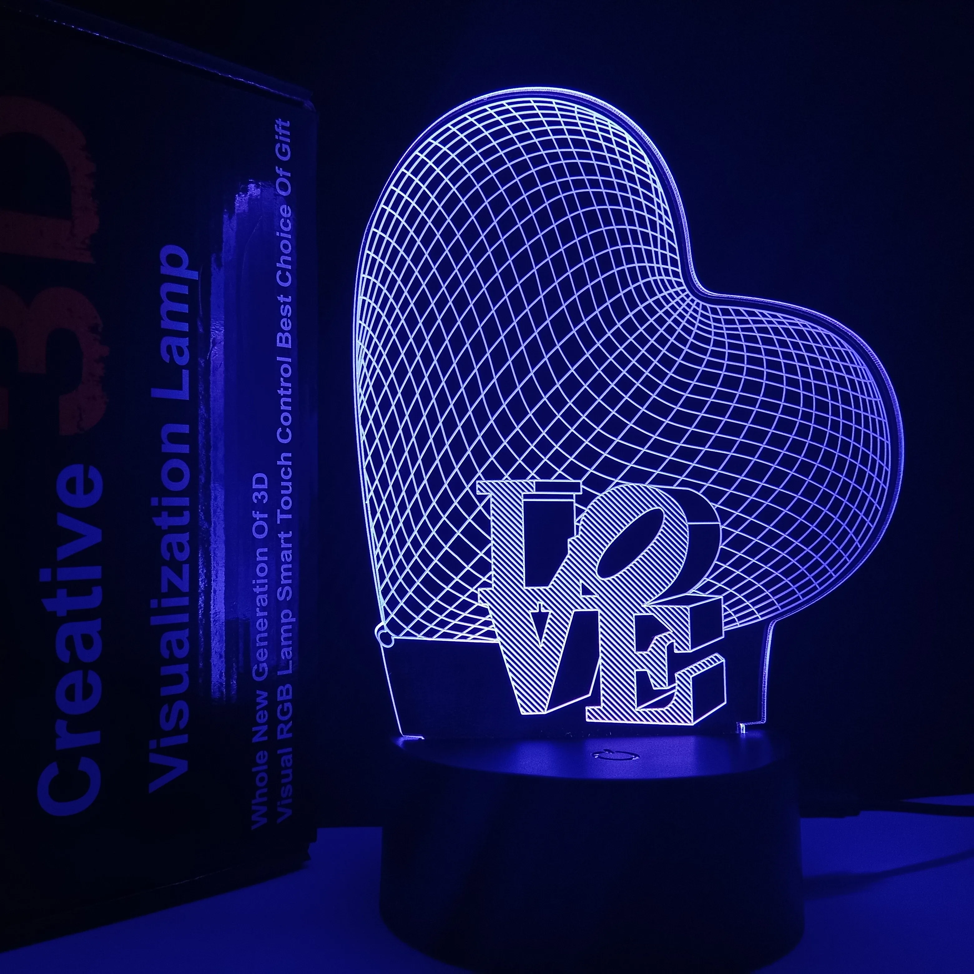 Wedding Decor 3D Night Light LED Heart Shaped 7 Colors Night Light Touch Remote Room Decor Bedside Lamp Gift for Wedding