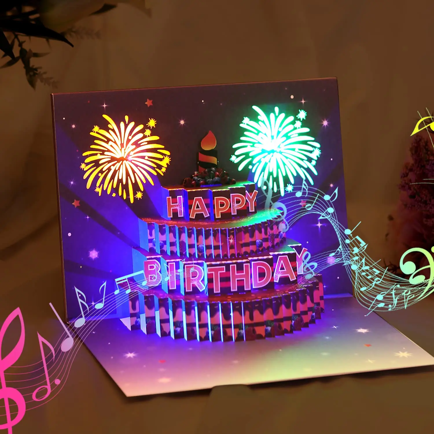 3D Birthday Cards Light and Music Birthday Cake Happy Birthday Gift Greeting cards