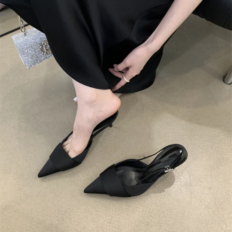 Sandals Women High Heels Shoes Fashion Summer Slippers 2024 New Pointed Toe Sexy Dress Wedding Pumps Slingback Mujer Zapatillas