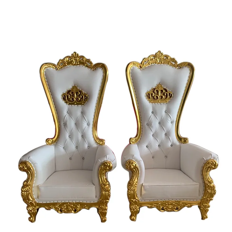 Metal King Throne Chair Crown Queen European Solid Wood High Back Wedding Chair Hotel Mermaid Stainless Steel Chair