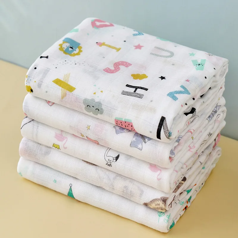 Bamboo cotton 120*120 cm muslin print fabric for baby products Bamboo Fabric swaddle