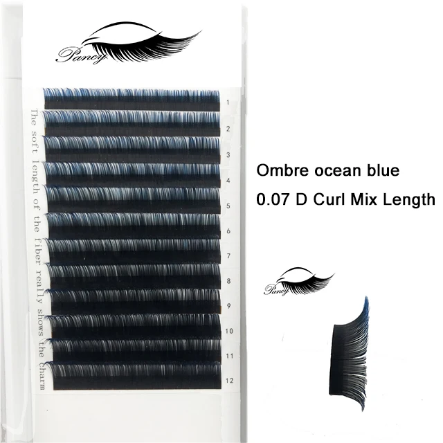 OEM Volume Private Label Korea False Colorful Eyelash Blue Packaging Box Rainbow Manufacturer volume eyelash tweezers