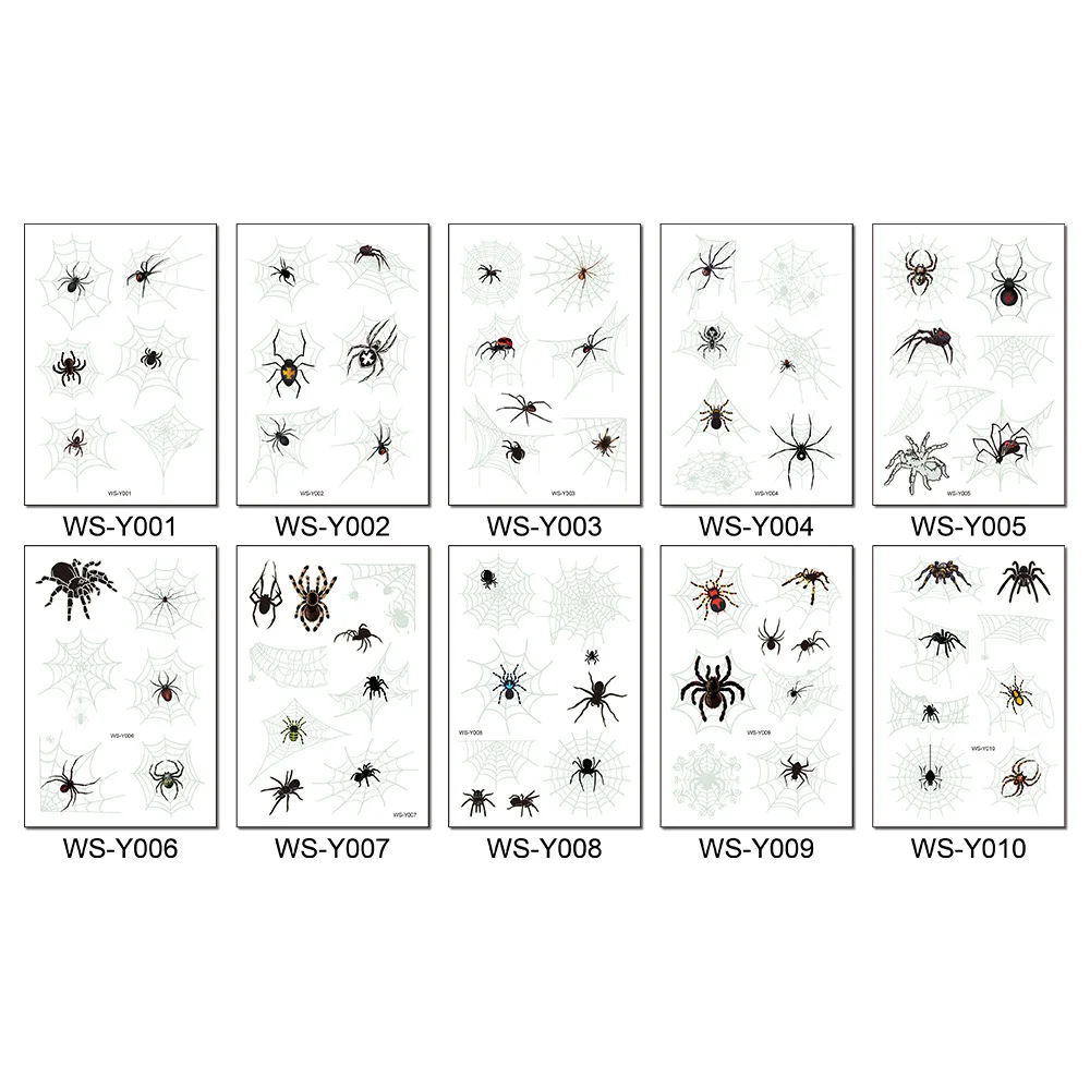 Creative Luminous Halloween Body Decor Spider Web Arm Face Tattoos Stickers Waterproof Temporary  Halloween Makeup Tattoo
