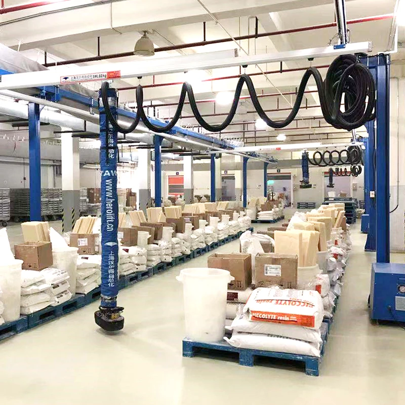 Column mounted jib crane vacuum handling tube lifter for lift cement bag