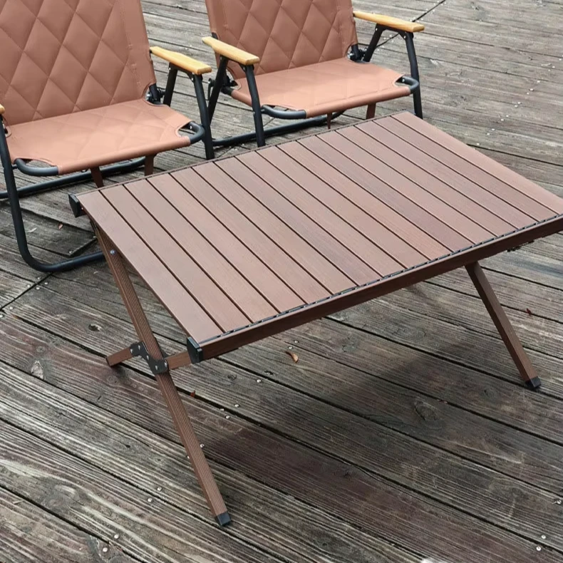 Outdoor Egg Roll Table Camping Folding Table Stalls Portable Tables and Chairs Camping Self-driving Equipment Aluminum Alloy