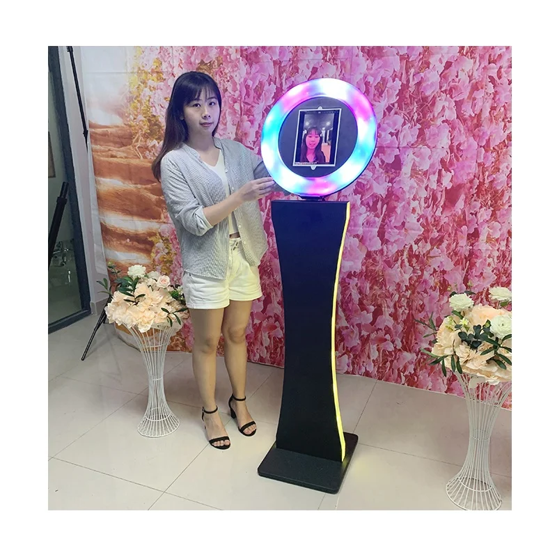 cheap social wedding rotating portable selfie photobooth enclosureipad photo booth with printer and camera