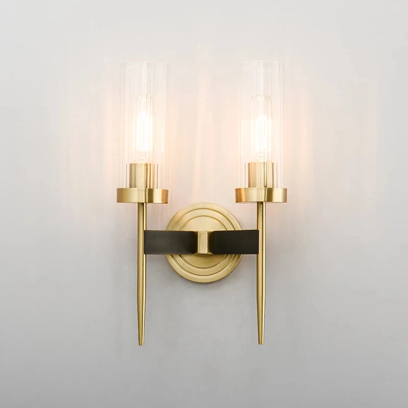 European modern bedroom copper wall sconce glass shade hotel reading bracket decorative mount wall light for home wall lamp