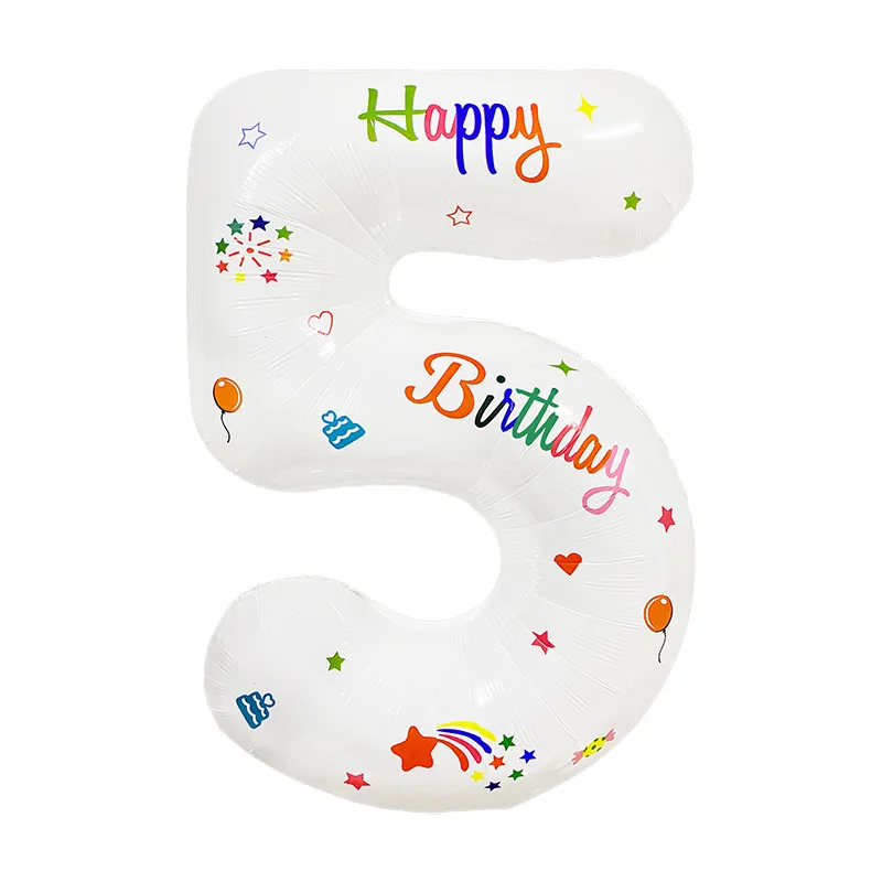 32 Inch White printed digital aluminum film balloon Arabic digital balloon birthday party wedding decoration design