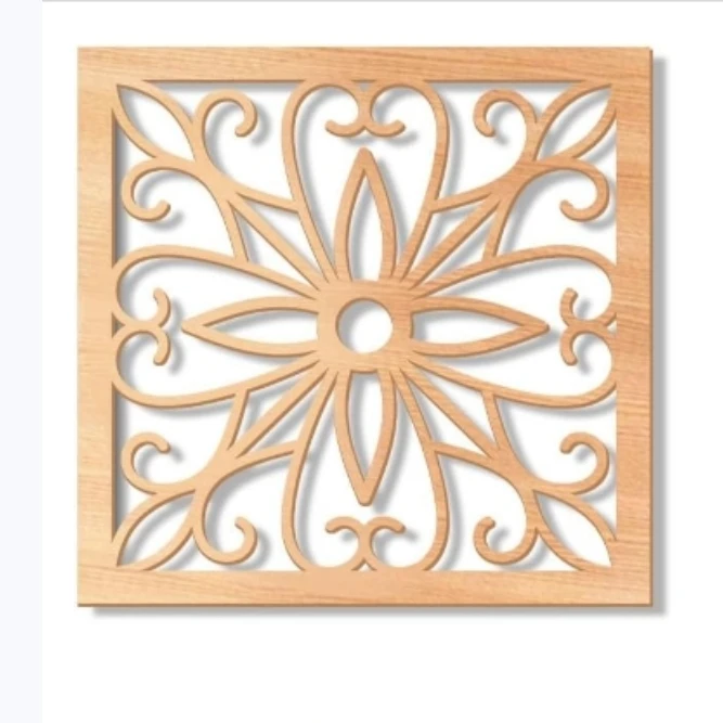 4 Pieces Thicken Rustic Wall Decor,Flower Carved Wall Art,Wooden Hollow Carved Design
