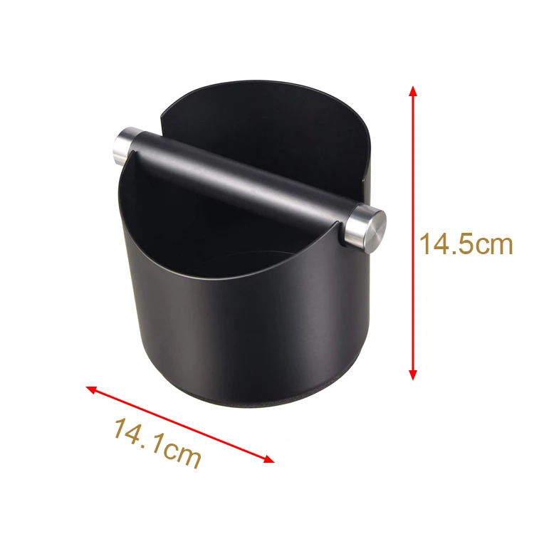 Black Stainless Steel Coffee Grounds Knock Box With Removable Knock Bar Non-Slip Rubber Base