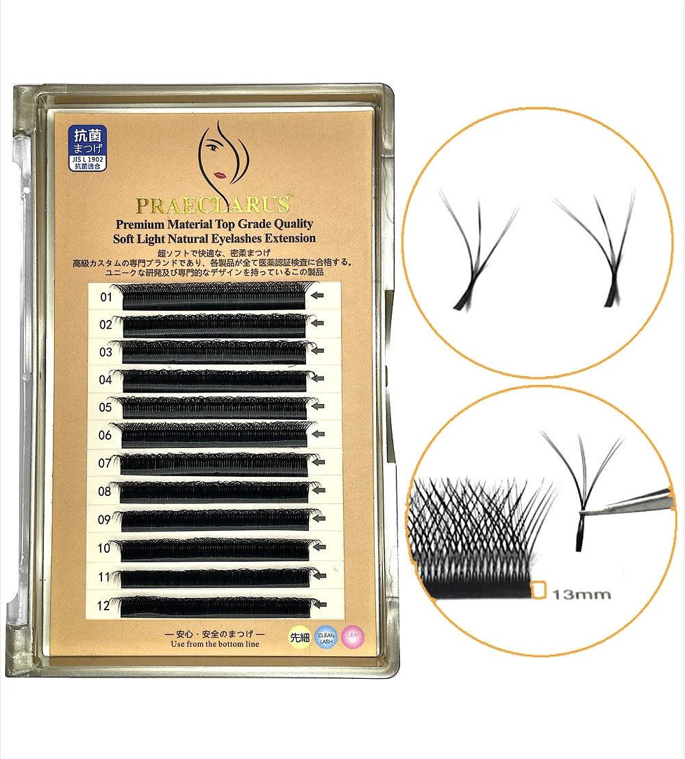High quality 0.07mm Premade volume fans eyelash extensions 3D W Lash J B C D DD Curl qingdao eyelash