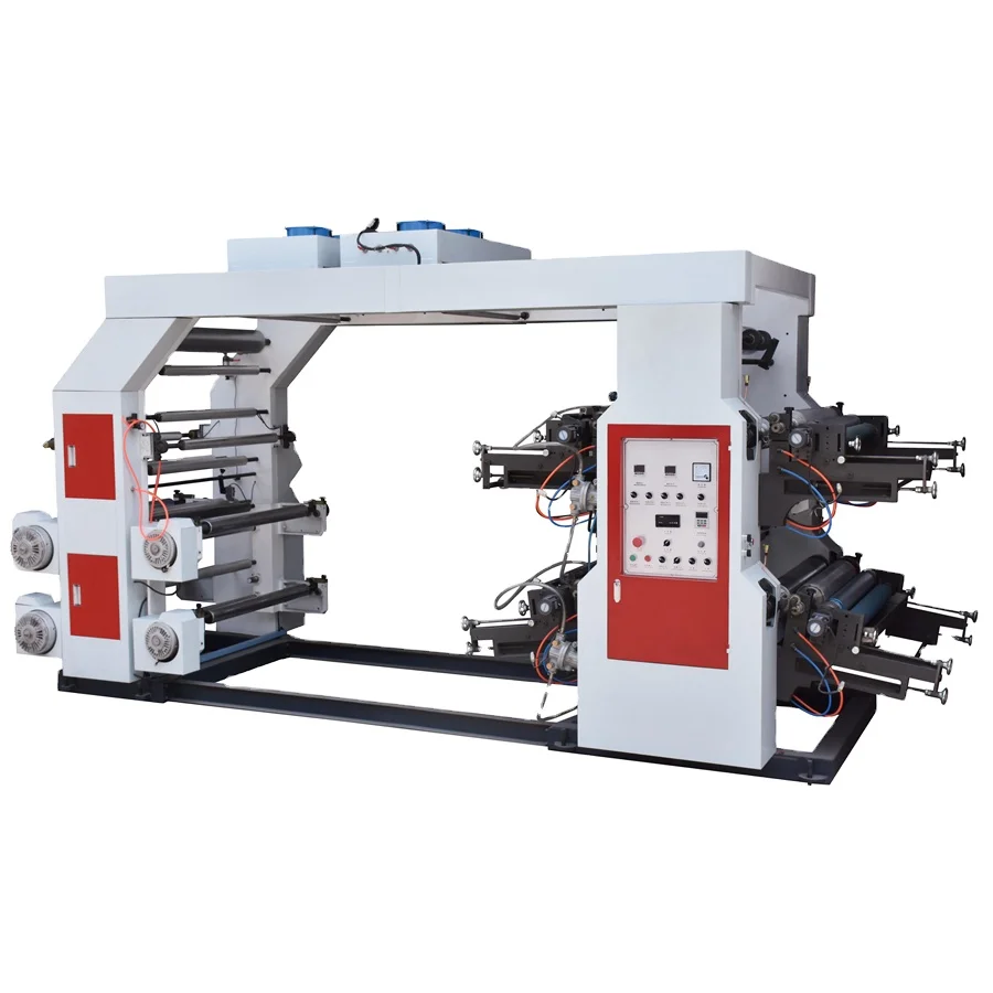 BOPP plastic film Polythene PE bag Non woven four 4 6 Color paper cup Roll to Roll flexo printing machine