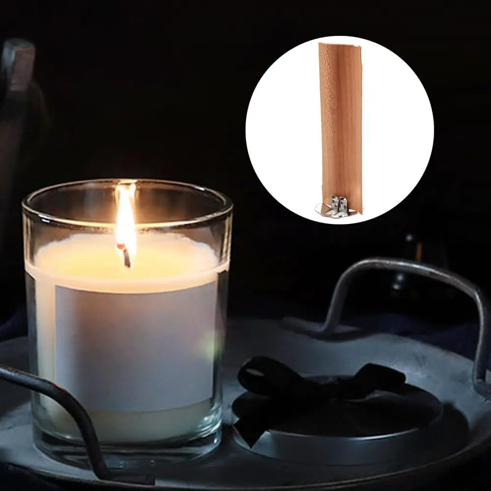 2024 Wholesale S Shape Smokeless Core Handmade Wooden Candle Wick for Soy Wax Candle Wood Wick With Holder