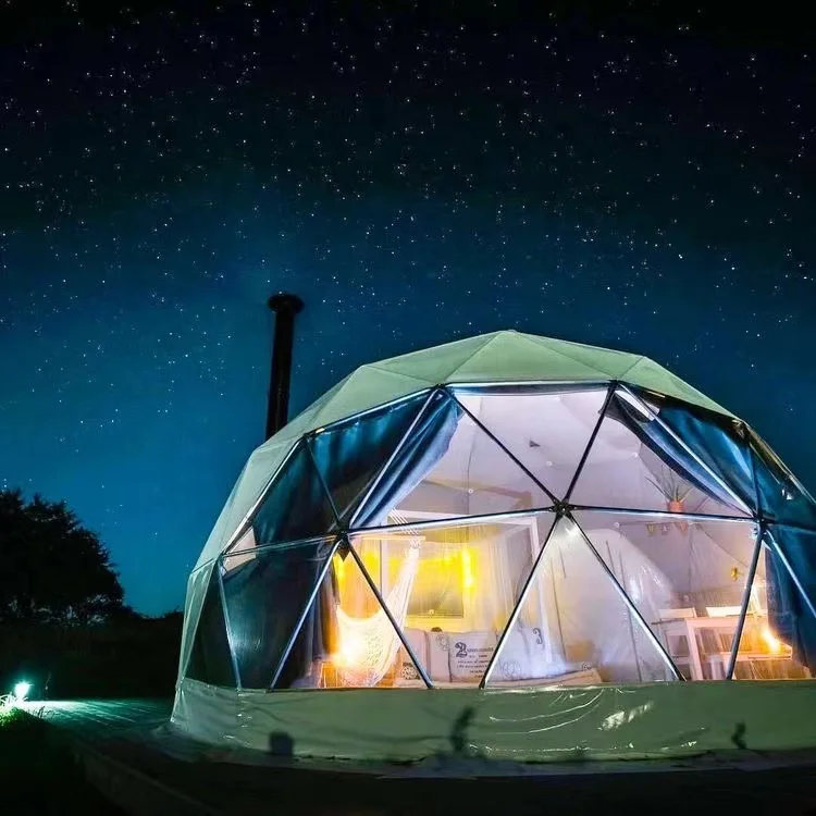 Outdoor Camping Prefab Waterproof Glamping Geodesic Dome House Luxury Tent For Resort