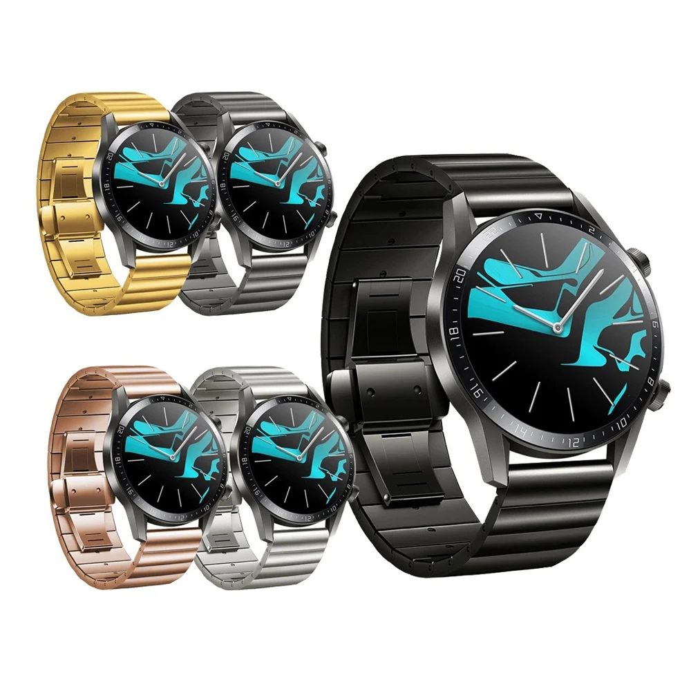 Luxury Stainless Steel Metal Link Replacement for Huawei Watch GT2 Pro band watch strap with Butterfly Buckle Clasp Accessories
