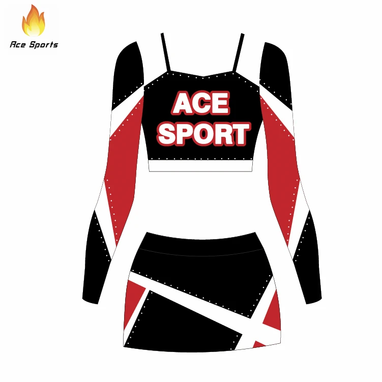 Ace Sports Hot Sale New Design Cheerleading Uniforms Free Design Cheer Outfits With Rhinestone Girls Performance Wear