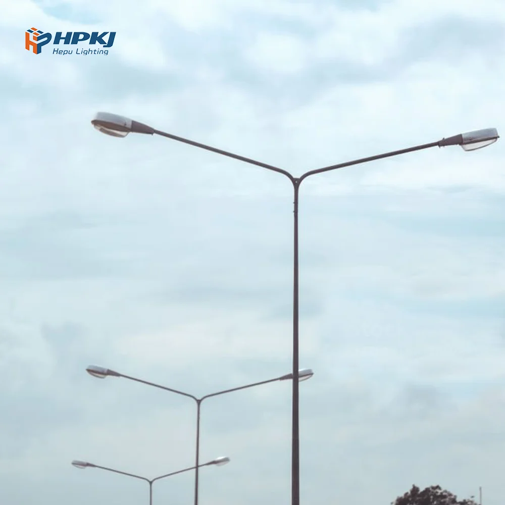 Hepu Customized 3.5M 6M 8M 9M Light Pole Galvanized Steel Pipe Solar Road Light Pole