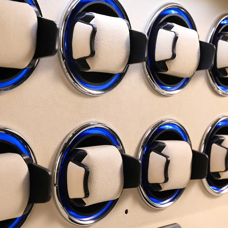 2024 Special Green Genuine Vegan Leather 2 3 4 6 8 12 Slots Wooden Watch Safe Winder Box with LCD Touchscreen and LED RGB Light