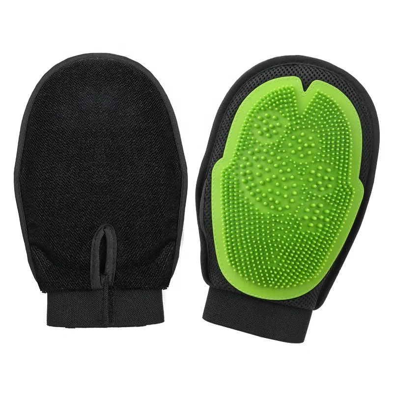 Factory Wholesale Multifunction Double Sided Cat Hair Remover Glove Dog Pet Bath Grooming Glove
