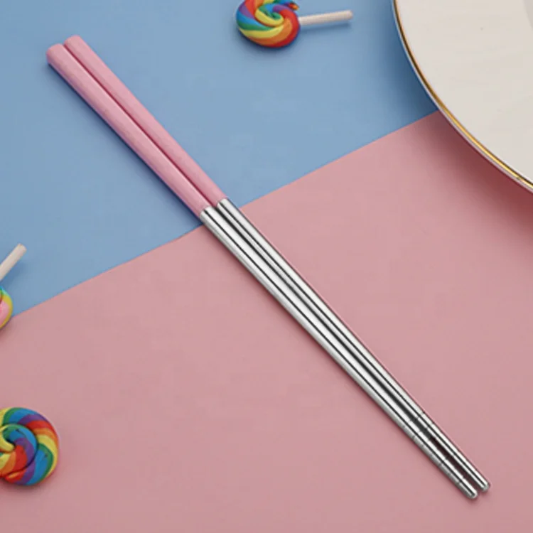 Factory Direct Sale 304 Stainless Steel Spliced Wheat Straw Students Travel Outdoor Portable Chopsticks for dishwasher
