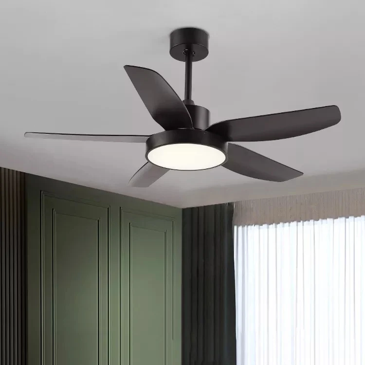 Household Black 5-Blade Ceiling Fan Modern Remote Control Led Ceiling Fan With Lights