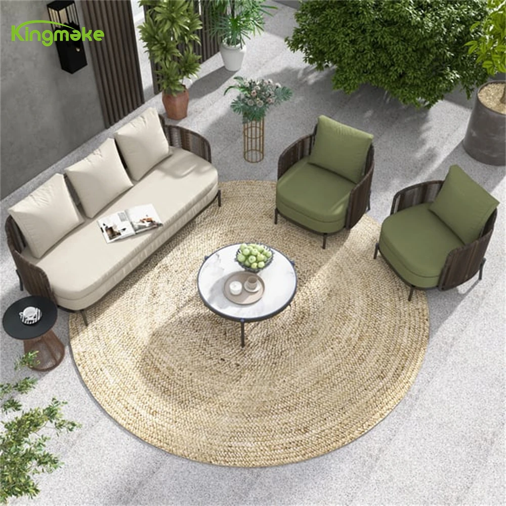 Outdoor aluminum sofa set 4 pieces garden sofa set furniture rope home and wicker garden furniture rattan sofa set