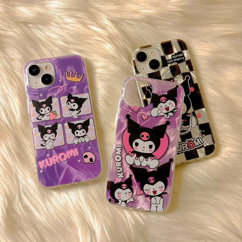 Симпатичные чехлы для телефонов iPhone 11 12 13 14 15 Plus Pro Max мультяшный милый Kuromi противоударный чехол мобильного телефона аксессуар