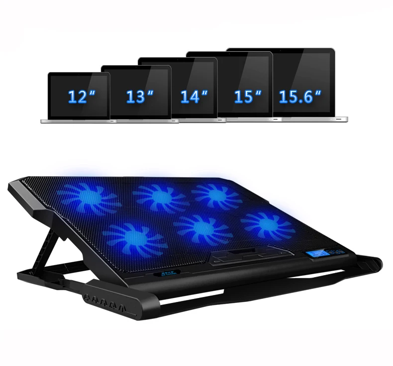 Лидер продаж 2019, охлаждающая подставка Ice coorel для ноутбука 17 дюймов с 4 вентиляторами, регулируемая складная охлаждающая подставка для ноутбука с двумя USB-портами