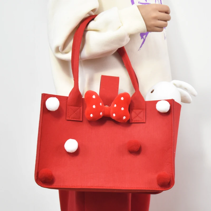 ZOE Best selling eco-friendly felt tote bag custom logo handmade cartoon felt handbag