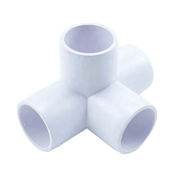 4 Way Pipe  Fittings Furniture Grade ASTM SCH40 3/4inch PVC Pipe Connector PVC Elbow forFurniture DIY Garden Shelf Greenhouse
