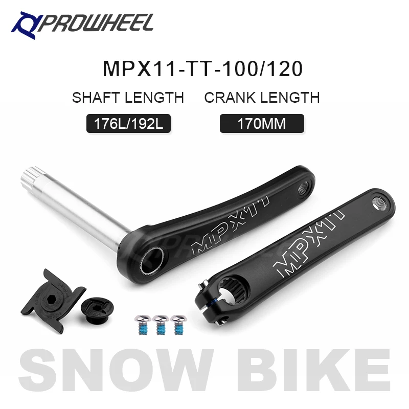 PROWHEEL Snow Bike 170mm Crankset Axis 176/192mm Fat Bike Crank Arm Bottom Bracket BB 100/120 Bicycle Parts