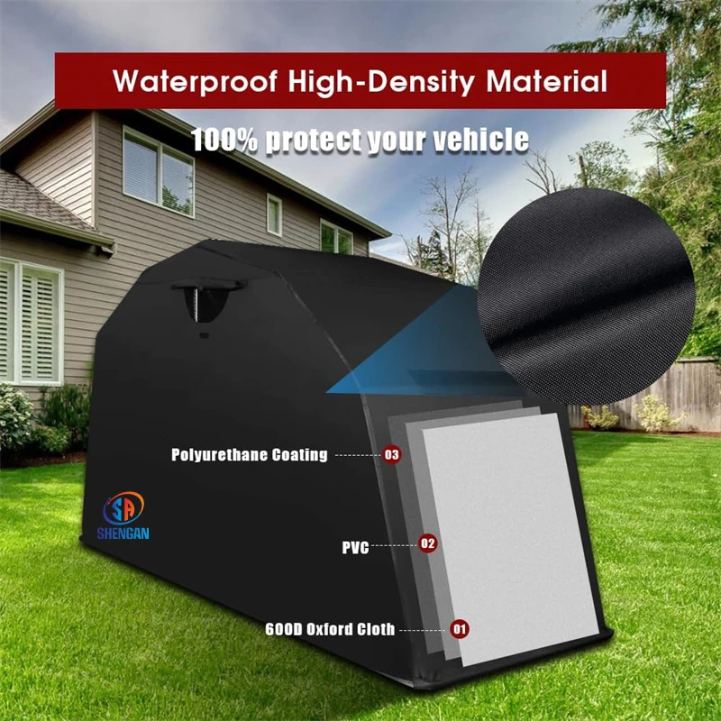 Outdoor 600d Polyester Oxford Folding Motorcycle Bike Box Garage Storage Cover Set Hard Shelter