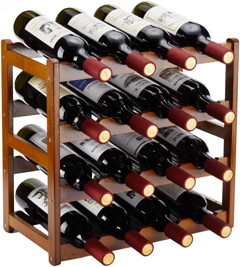 widely used wholesales bamboo wine rack hot selling wine bottle holder curved wooden and wooden storage rack