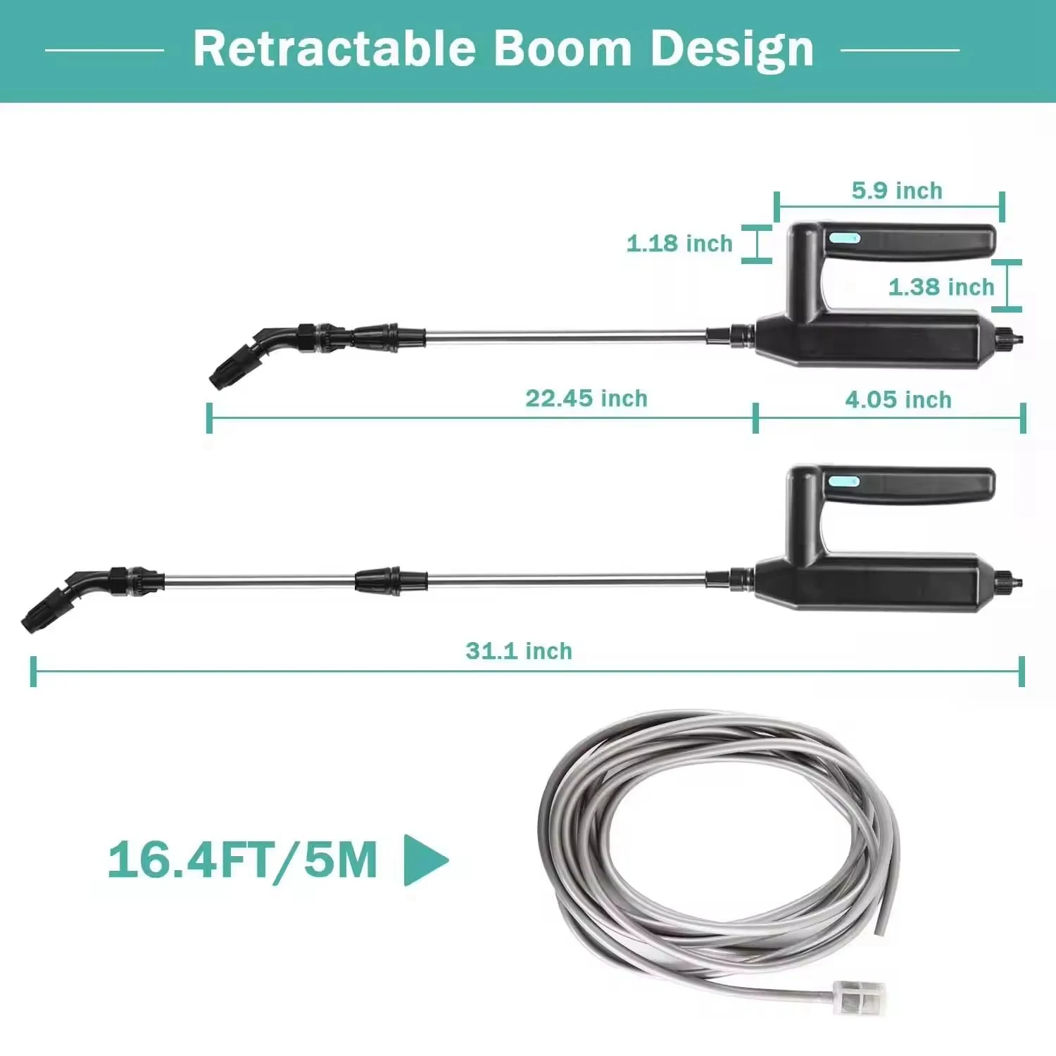 Battery Powered Stick Sprayer Wand 32 inch Telescopic Wand Rechargeable Battery Powered Electric Garden Watering Sprayer