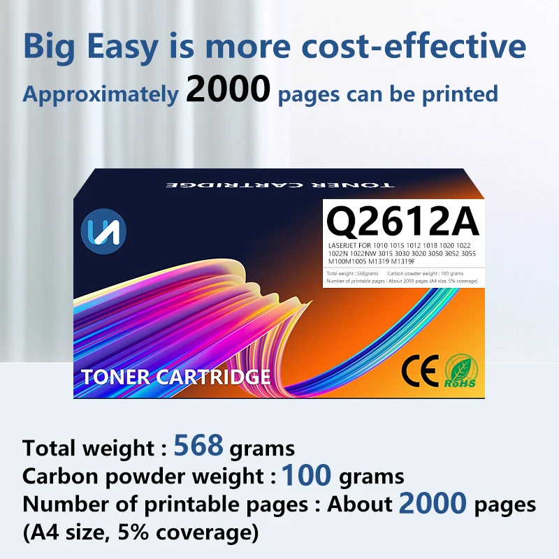 Q2612A For hp Toner cartridge Black premium toner cartridge compatible with  Laserjet 1010 1012 1015 1018 1022 1022