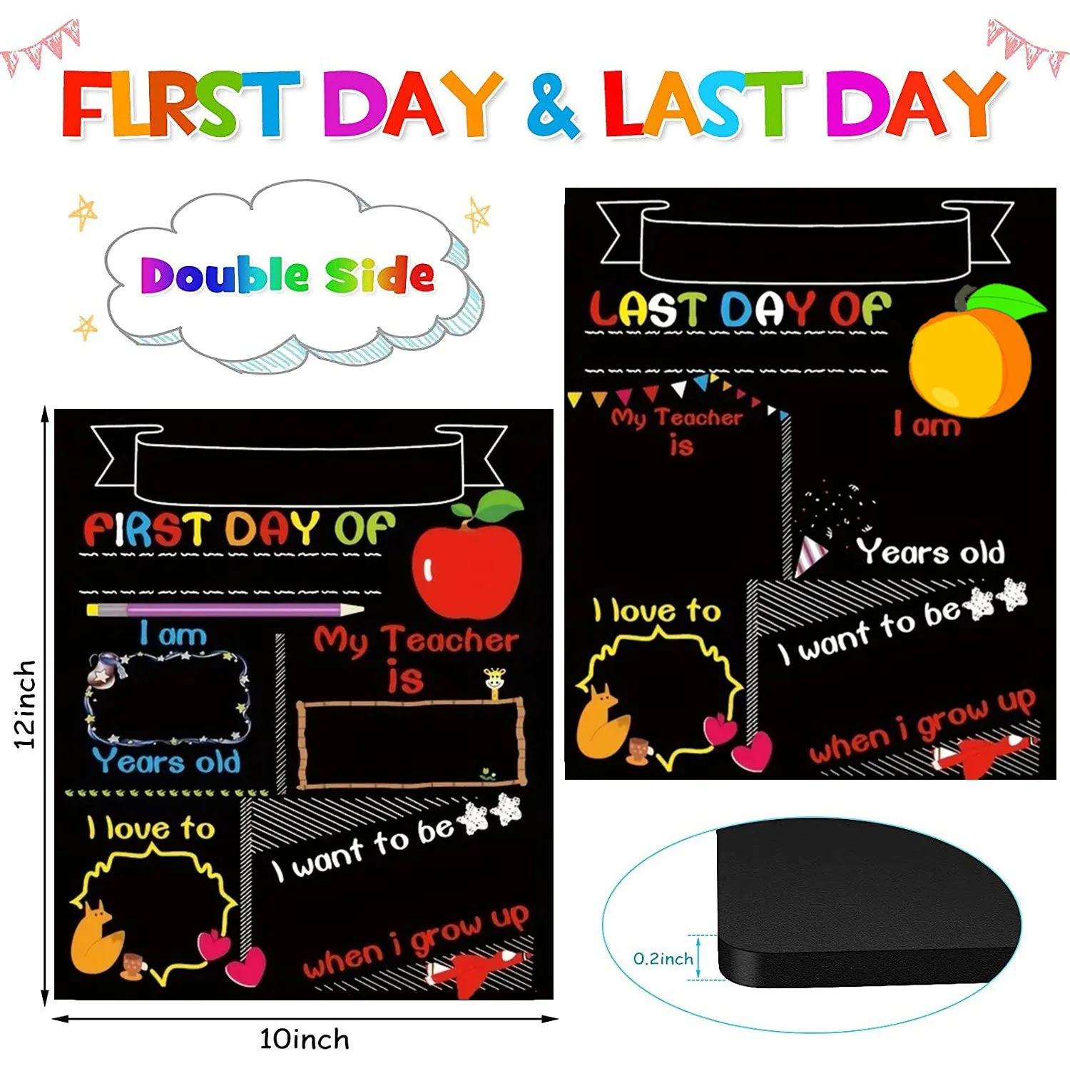 Custom First Day and Last Day of School Signs Chalk Board for Kids
