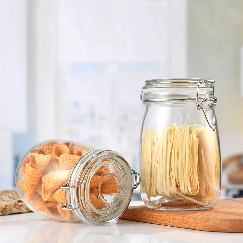 Kitchen 3000ml 2000ml Big Size Glass Food Storage Jar Glass Jars With Airtight Clip Lid